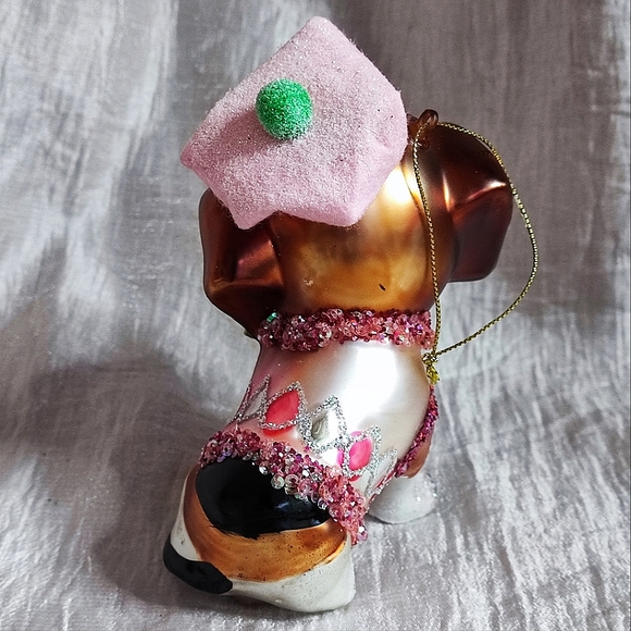 BestPysanky Beagle Puppy Dog Beret Glass Vintage Christmas Ornament - Picture 3 of 6